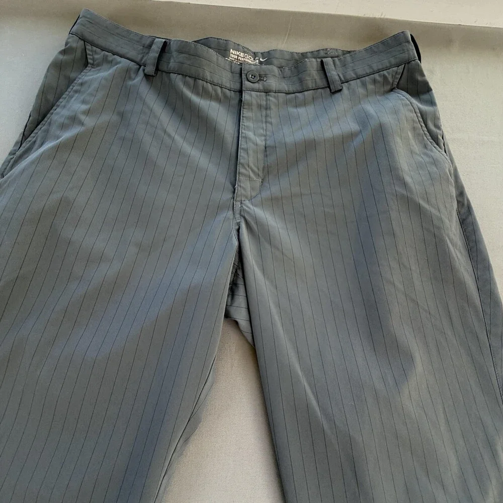 Nike Golf Dri-FIT Pants Mens 36x32 Gray Pinstripe Performance Khakis Stretch